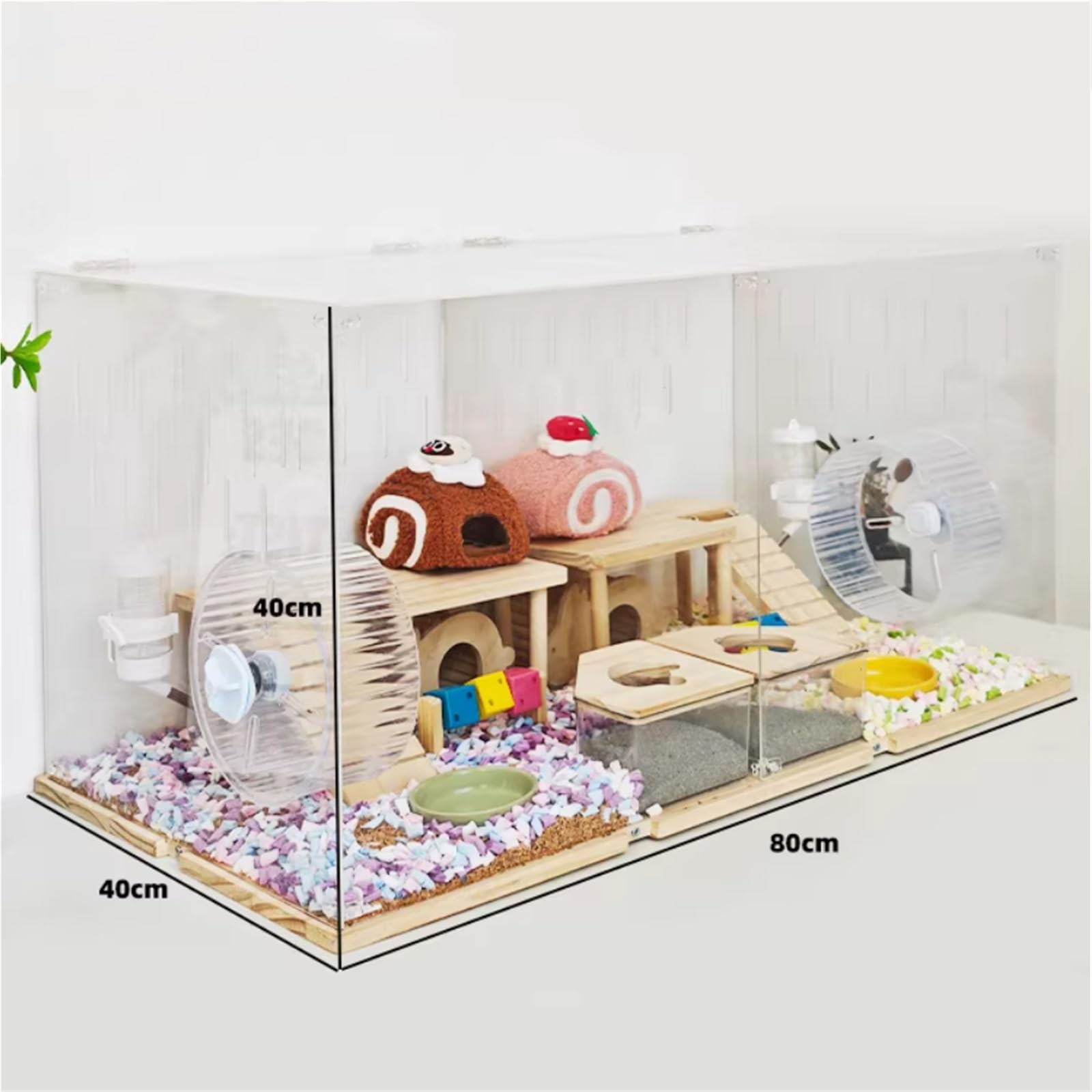 Jaulas para Animales Jaula de acrílico Transparente for hámster, Gran Espacio, habitación Doble, Puerta Superior
