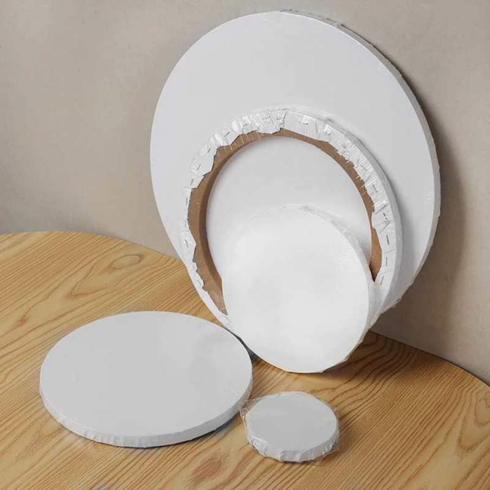 Lurrose Toile Ronde Tendue en Coton Blanc Cadre en Bois, pour Peinture à L'huile et Dessin, Format 40cm pour Artistes et Amateurs de Création