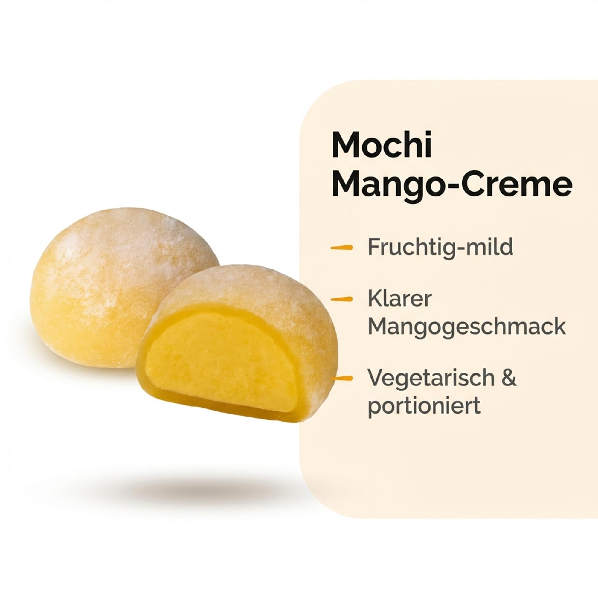 Takori Mochi Cream Mango 25 x 32 g, weicher Reiskuchen mit fruchtiger Mango-Füllung, vegetarisch, japanische Süssigkeiten als Dessert und Snack