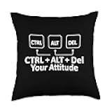 Ctrl Alt Del Your Attitude Funny IT Support Computer Geek Throw Pillow