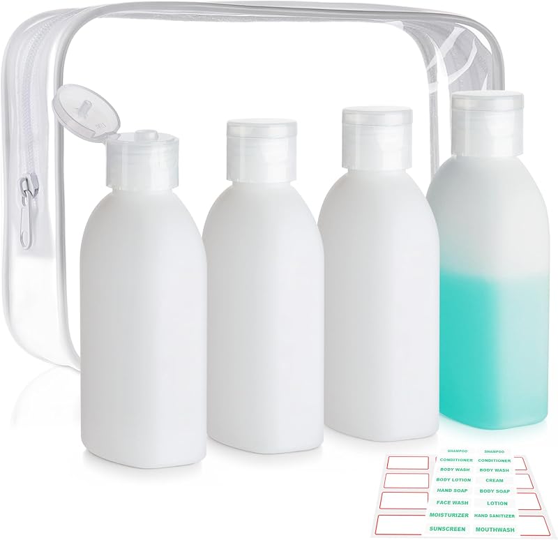 Cosywell Frascos Recarregáveis para Viagem 100 mL Brancos, Pacote com 5