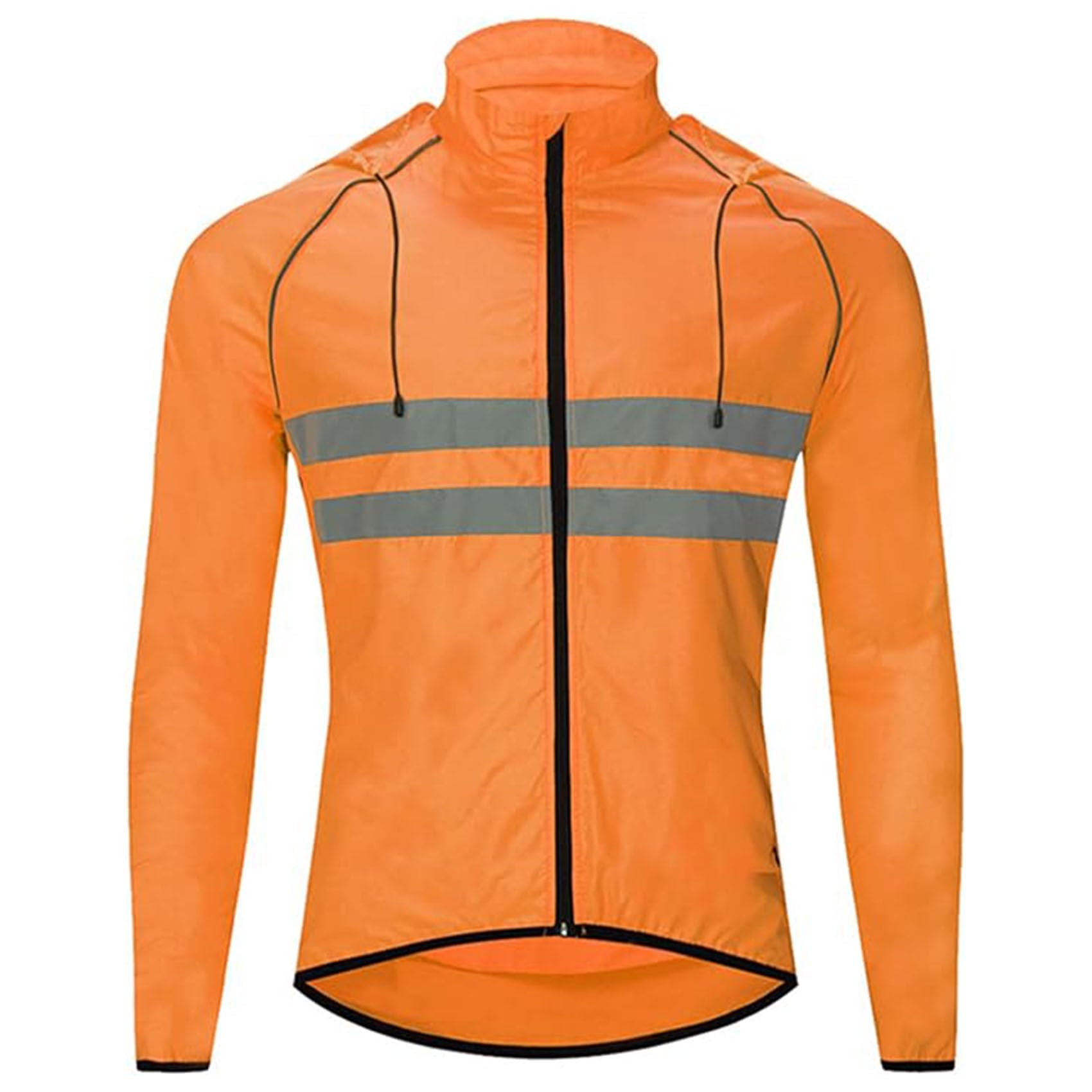 Męska lekka kurtka rowerowa High Vis, oddychająca, kurtka rowerowa, kurtka rowerowa Mtb, kurtka przeciwdeszczowa do biegania, wędrówek pieszych i spacerów,Orange-CHN4XL/EUR3XL