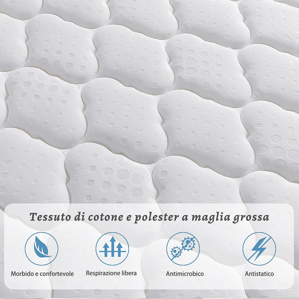 Vesgantti Materasso una Piazza e Mezza 120X190 Altezza 26 cm, Materasso a Molle Indipendenti Insacchettate & Memory Foam, Design Ergonomico 9 Zone, Rigidità 3 su 5, Box-Top Serie