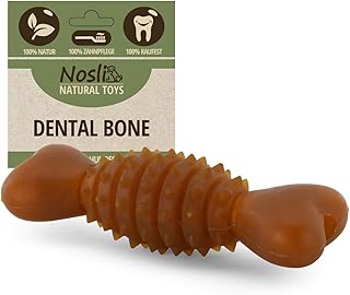 Nosli Natural Toys Dental Bone • Gummi Kauknochen für Hunde • Aus Naturkautschuk ohne Farbstoffe • Spielzeug Knochen Hund • Hundespielzeug Knochen mit Noppen • Hundeknochen Naturgummi (M) product image