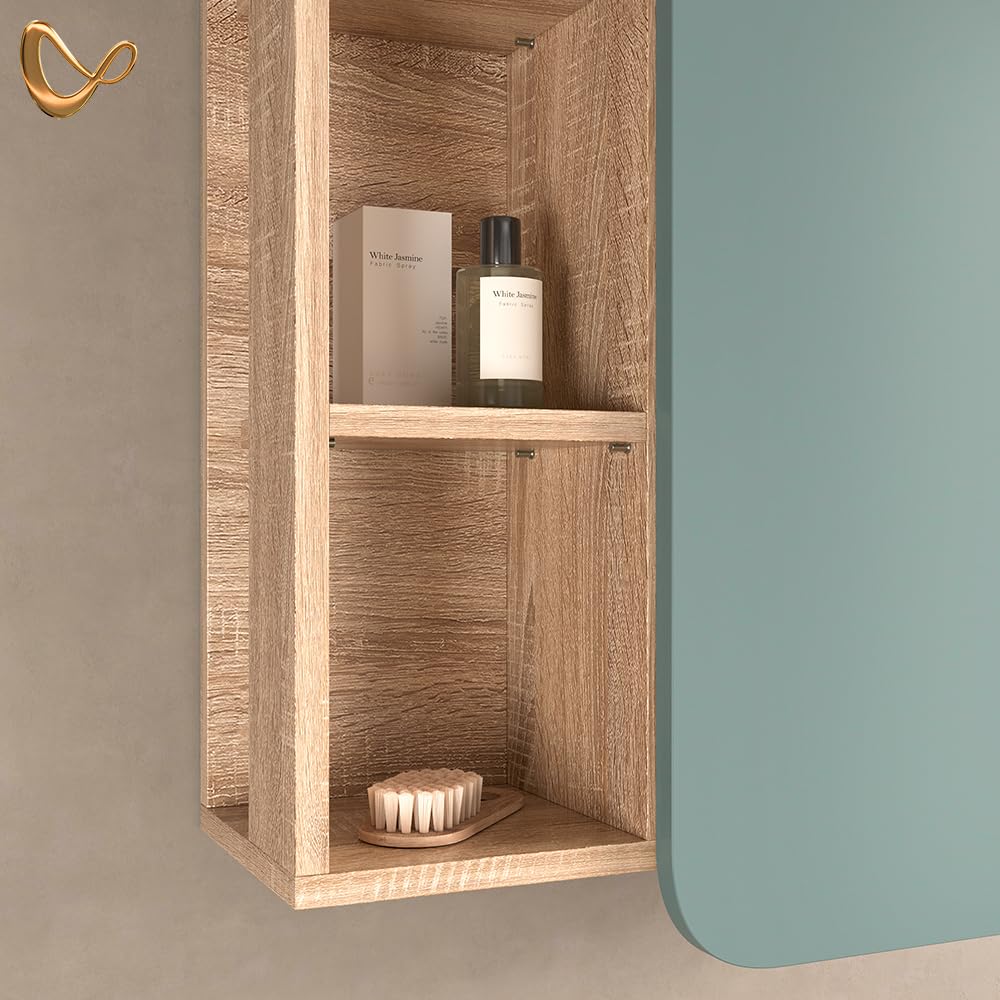 Livinity Armario de baño Marano, Gris Azulado, 50 x 75 cm con Puerta y Compartimentos Abiertos