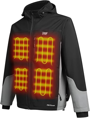 PROSmart 12V Men's Heated Jacket - Waterproof Electric Heating Coat Battery Operated Jackets for Men with Battery Included