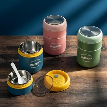 Deconox Çelik Yemek Termosu 2 Katlı Kaşıklı 710 ml Yeşil
