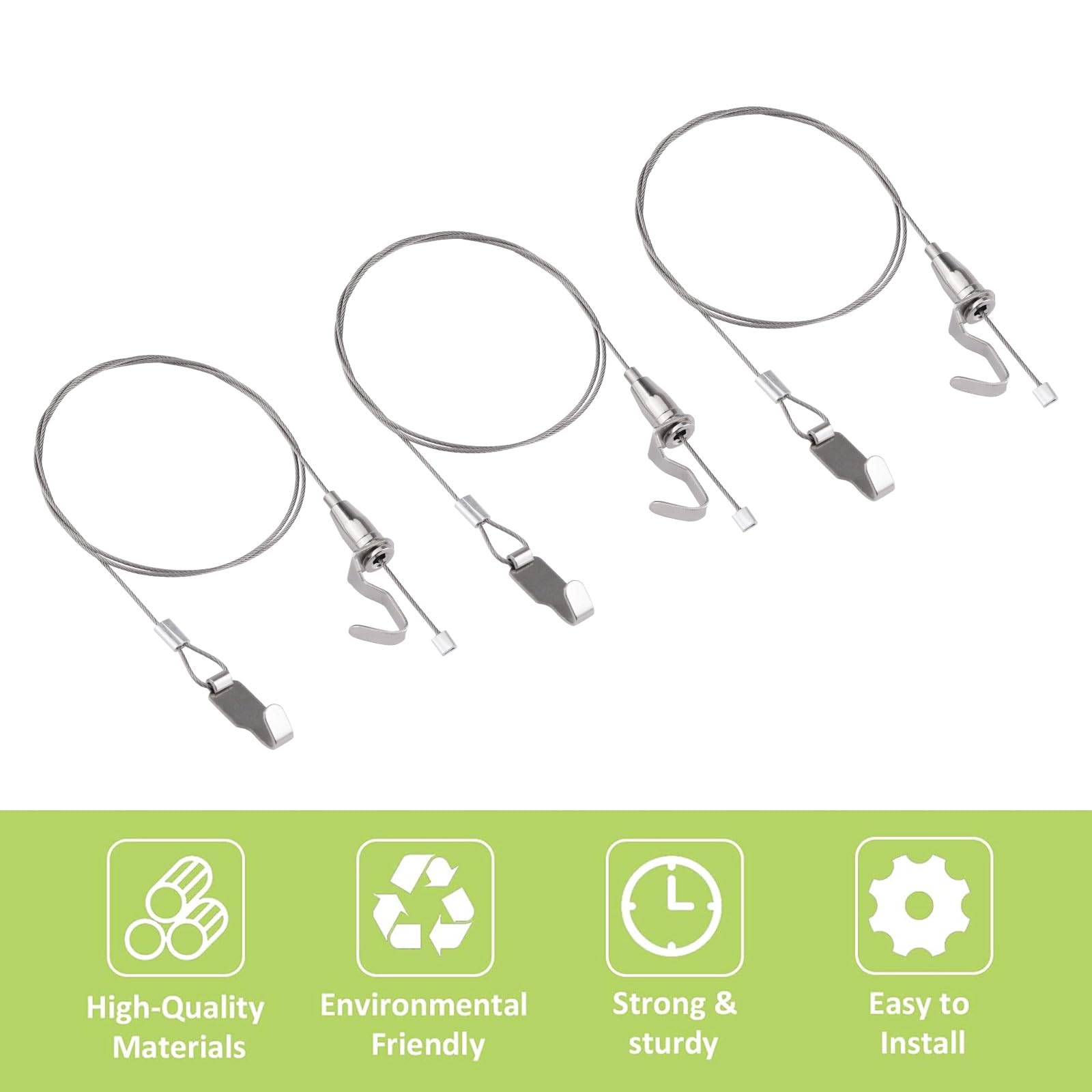 Kit de suspension de photos 16 pièces acier inoxydable crochets réglables corde métallique professionnelle