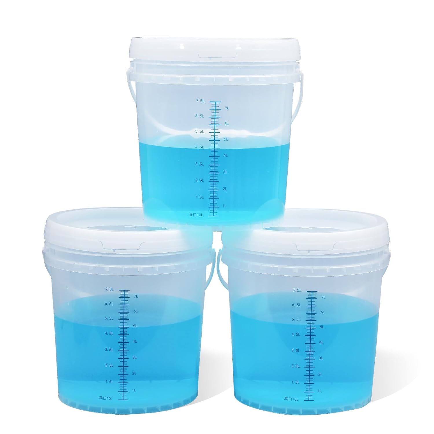 ASEVAT Clear Bucket Graduated Pail Container with Lid, Food Grade Buckets, Cleaning Containers Plastic Pails Extra Durable Handles with Grip for Easy Carrying (Clear, 2.6 Gal)