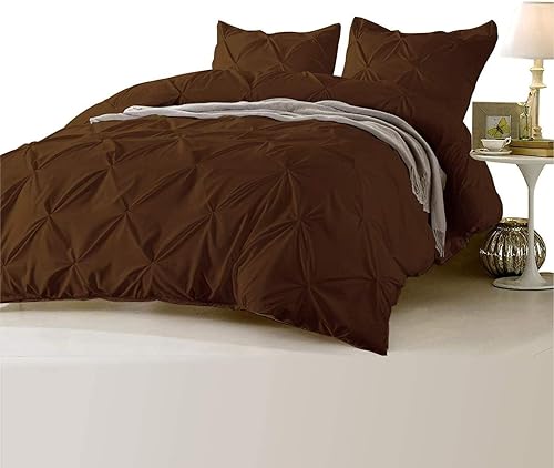 Miniatura 15 de Juego de funda de edredón plisada de 3 piezas, 100% algodón egipcio, 400 hilos, 1 funda de edredón con cierre de cremallera y 2 fundas de almohada,