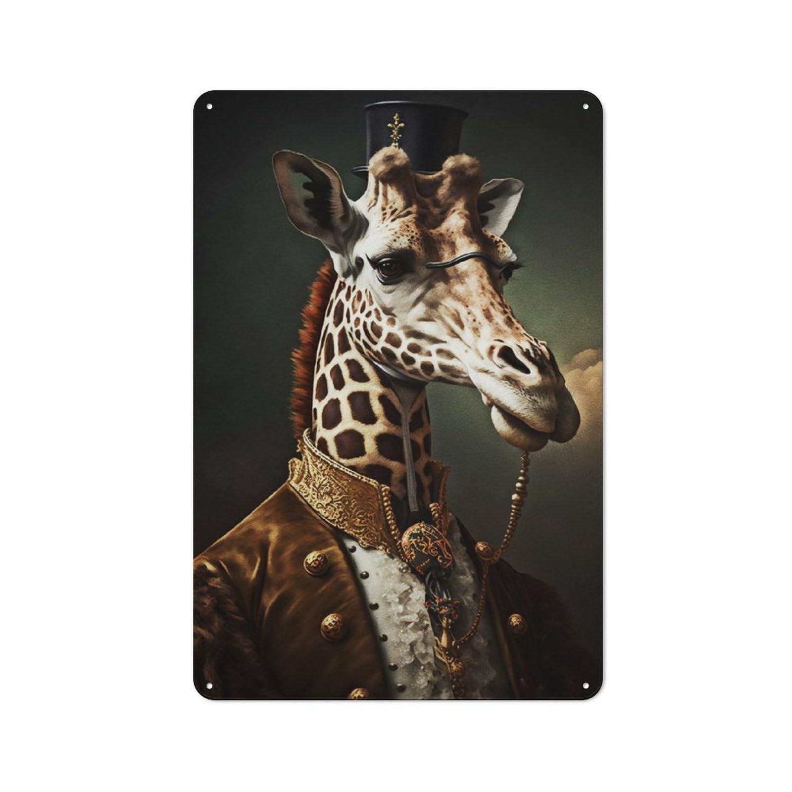 Junmoney Style-1 Giraffe Aristocrat Metal Wall Sign 30X20cm, Rustic Decor For Workshop Wall, For Vintage Wall Decor Fans, For Themed Room Decoration