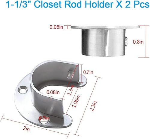 Miniatura 5 de Hysagtek Juego de 4 soportes para barra de armario en forma de U, resistentes soportes de extremo de barra de armario para barra de cortina de