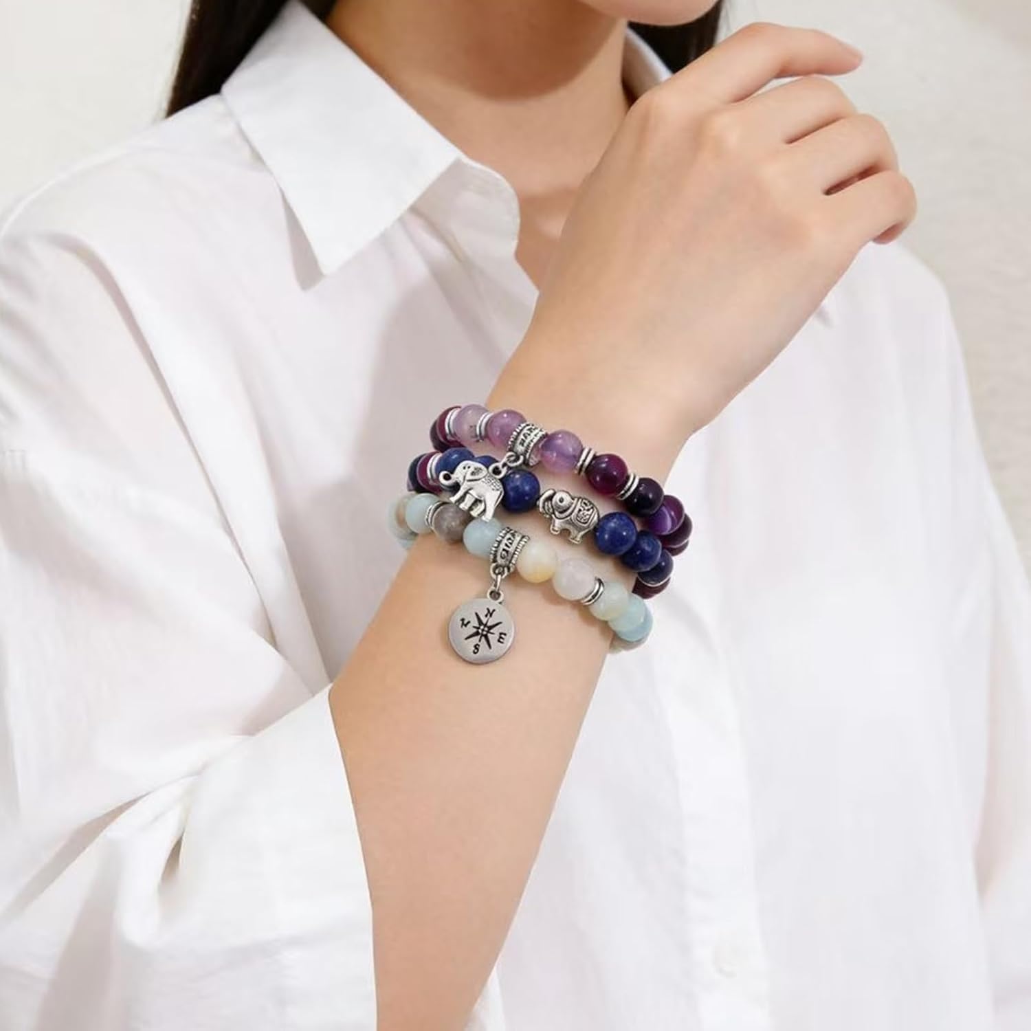 Blessings Bracelet Trio: Animal & Compass Charm Bracelets, 3 Piece Adjustable Gift Set for Women, Shareable Jewelry for Sister, Daughter, Best Friend - Inspirational Gifts - Image 6