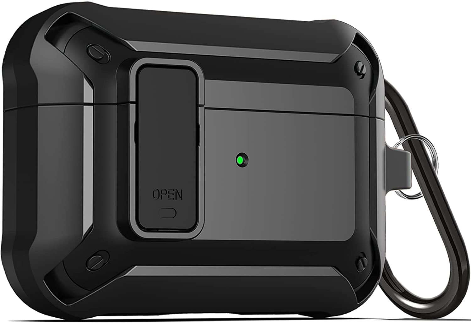 通用 Airpods pro case cover with keychain shockproof resilient shock Absorption Secure Lock designed compatible airpod pro case wireless charging for men women(Black)