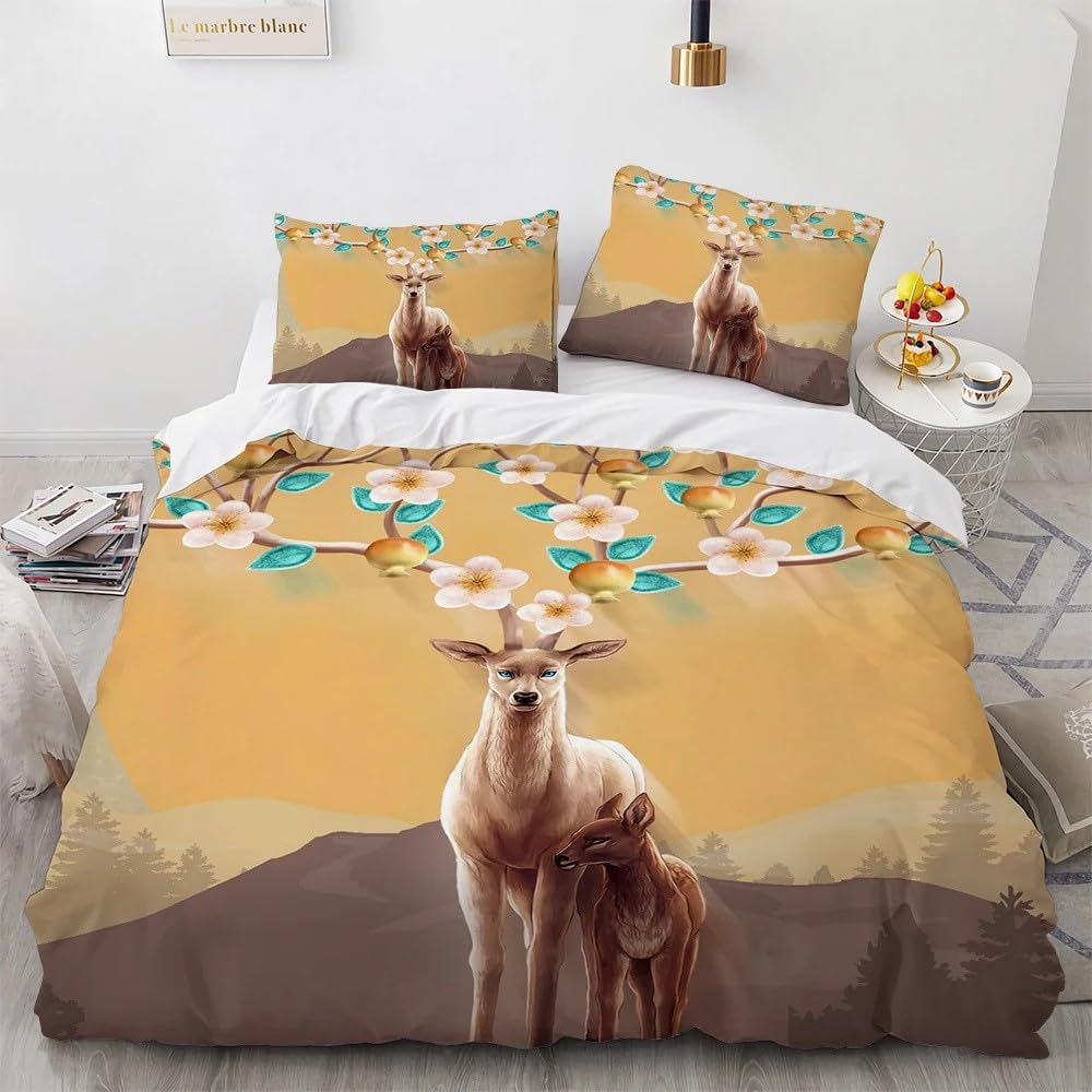 Housse de couette 200x200 wapiti imprimé 3D pour une ambiance chalet nature