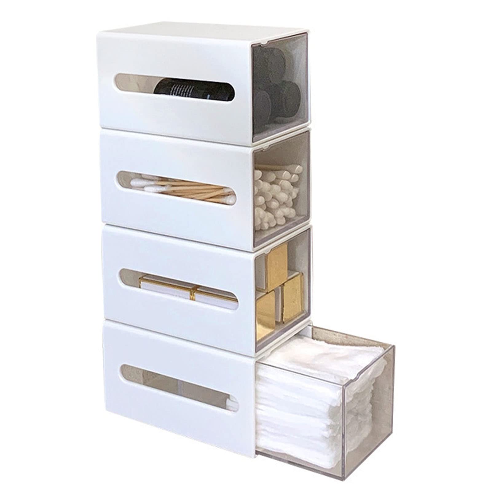Storage Drawers, 2Pcs Wall Mount Storage Drawers Plastic Organizer Not Punch Storage Box for Bathroom Home Office Small Items
