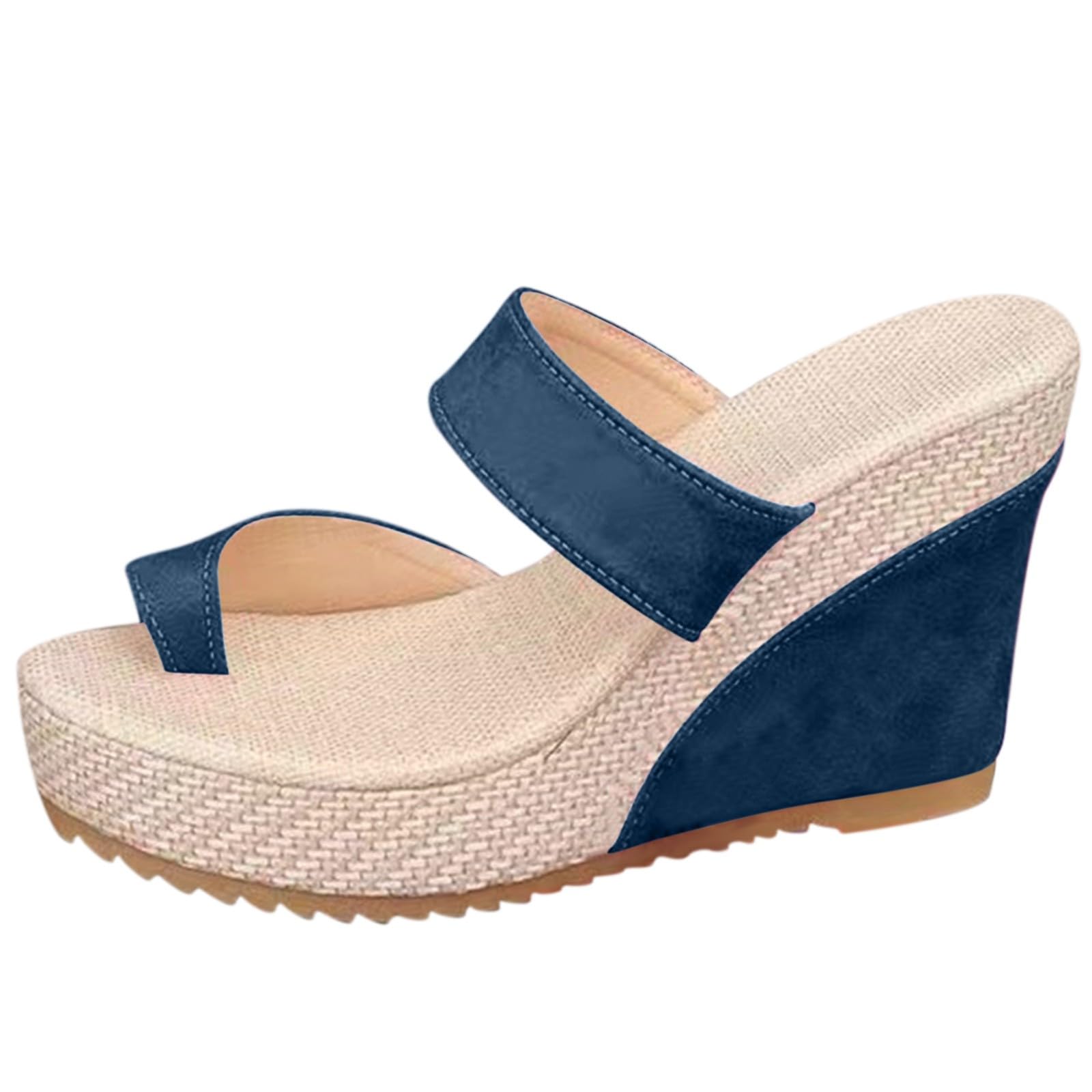 Women Miami Toe Loop Sandal Summer Sandals For 2026 Slides Ladies Heel Comfortable Cushioned Footbed Recovery Mules Casual Daily Wear Shoes Support Beach Foot Thongs Black Flip Flops