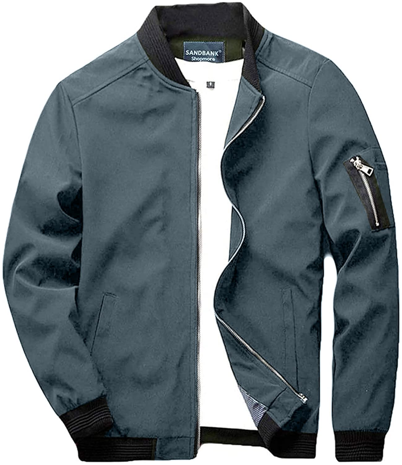 sandbankMen's Slim Fit Lightweight Softshell Flight Bomber Jacket Coat