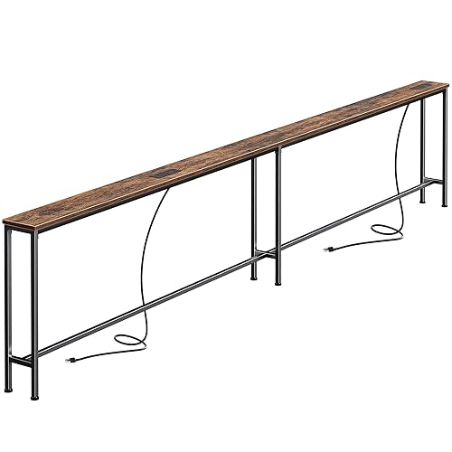 SUPERJARE 110.2 Inch Sofa Table with 2 Power Outlets and