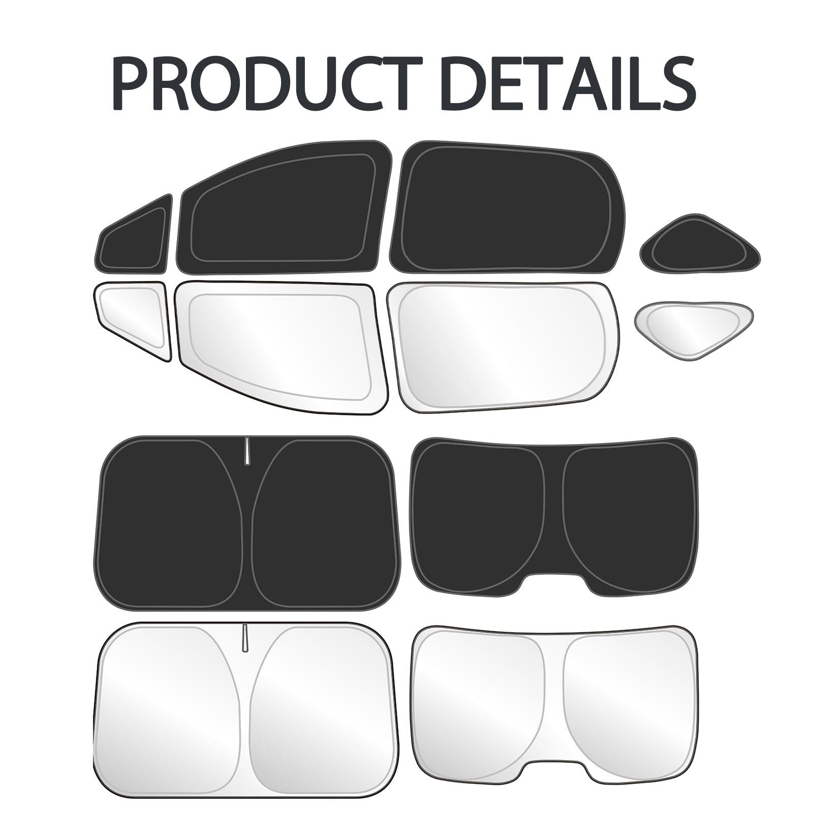 D-Lumina Lot de 10 pare-soleil de fenêtre pour Toyo'ta Prius Hatchback 2010-2015 - Pare-brise avant latéral et arrière - Protection intégrale contre les rayons UV - Pliable - 2 couches - Matériau 210T