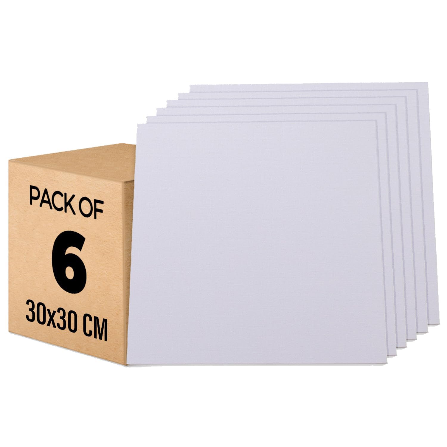 Kuber Industries Blank Cotton Canvas Boards for Painting 30x30 CM Pack of 6 (White)