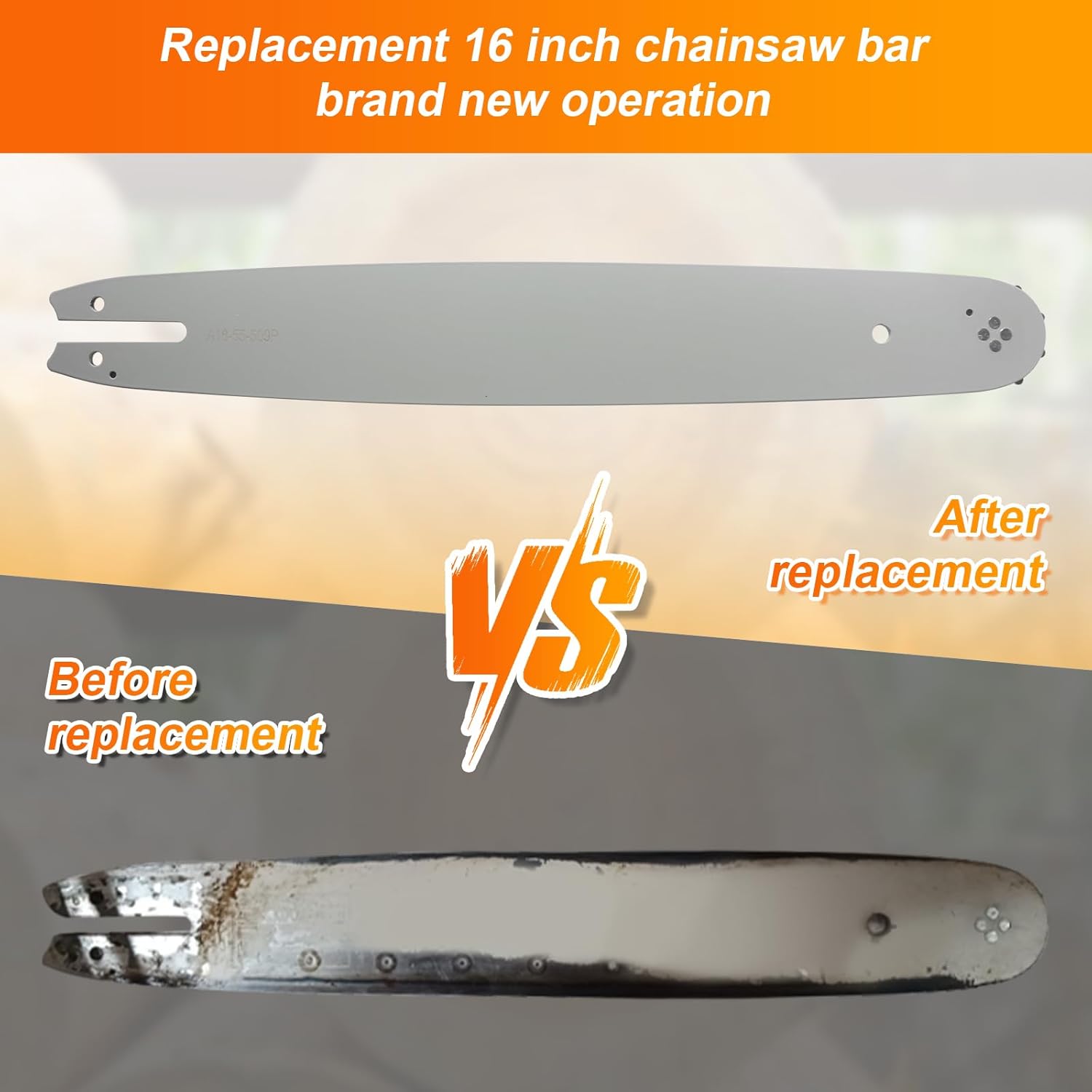 16 inch Chainsaw Bar Compatible with Stihl Chainsaw MS170，for Stihl 3/8" Chainsaw Guide Bar Replacement