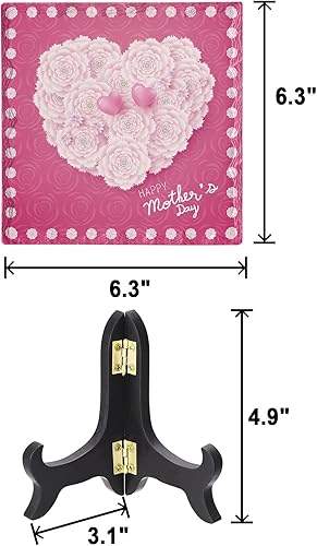 Miniatura 2 de Mother's Day Ceramic Plaque Table Decorations Sign, Pink Love Heart Flower Rose Lace Desk Decor Sign - Memorial Gifts for Home Office Party