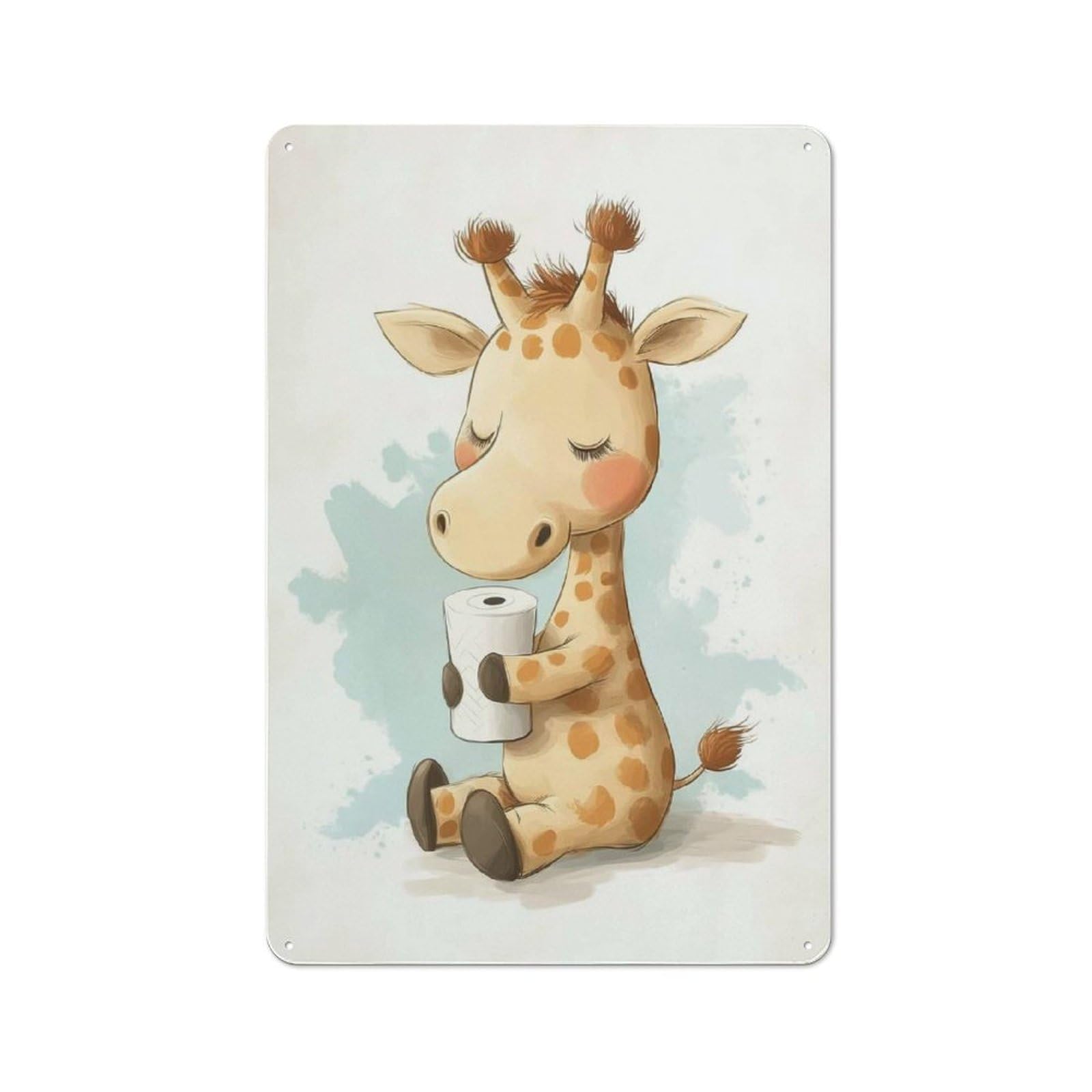 Junmoney Cute Giraffe With Toilet Paper Retro Kitchen Metal Sign 30X20cm Featuring Bistro Wall Plaque For Restaurant, Kitchen, Counter Or Breakfast Nook