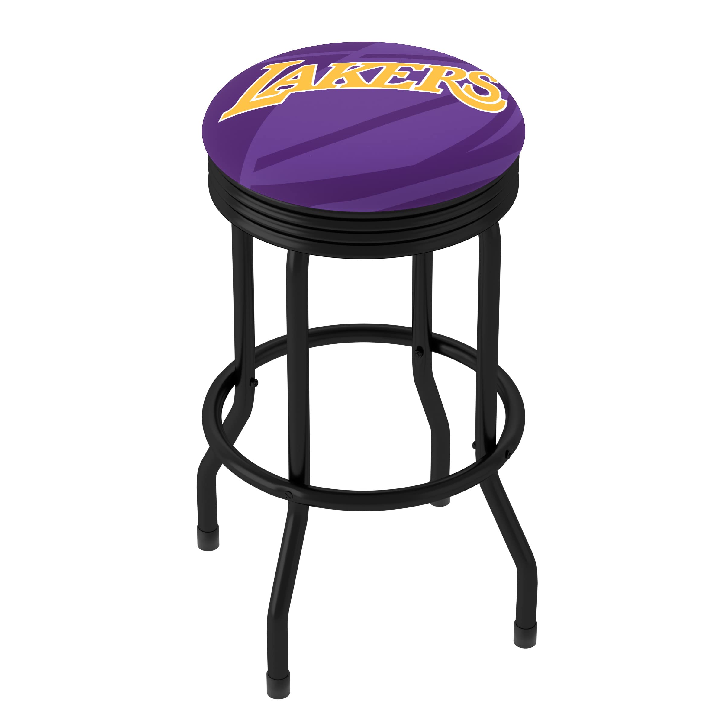 Bar Stool - Los Angeles Lakers Fade Stool with Retro Black Ribbed Side - Swivel Chair for Game Room, Garage, or Home Bar by Trademark Gameroom