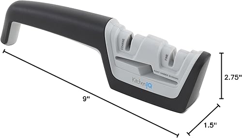 Miniatura 6 de KitchenIQ 50217 Diamond - Afilador de cuchillos y tijeras, color negro y blanco, sacapuntas de tijera, para zurdos y diestros, cuchillas rectas y