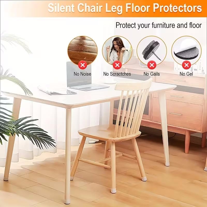 24pcs/Set Chair Leg Protectors with Non-Slip Felt Pads - Clear Round Table Base Covers for Floor Protection, Black