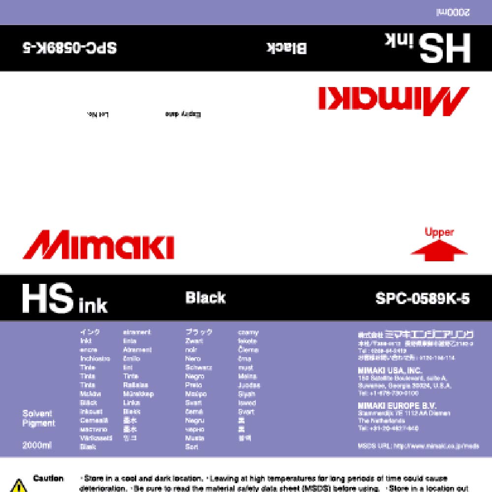 Mimaki Encre solvant HS 2000ml Noir haute densité pour impression - 2