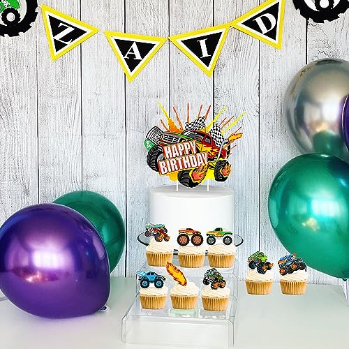 Haxpacal CAKE TOPPER004 Truck Cake Topper, 49Pcs Monster Car Theme Birthday Party Supplies thumb #3