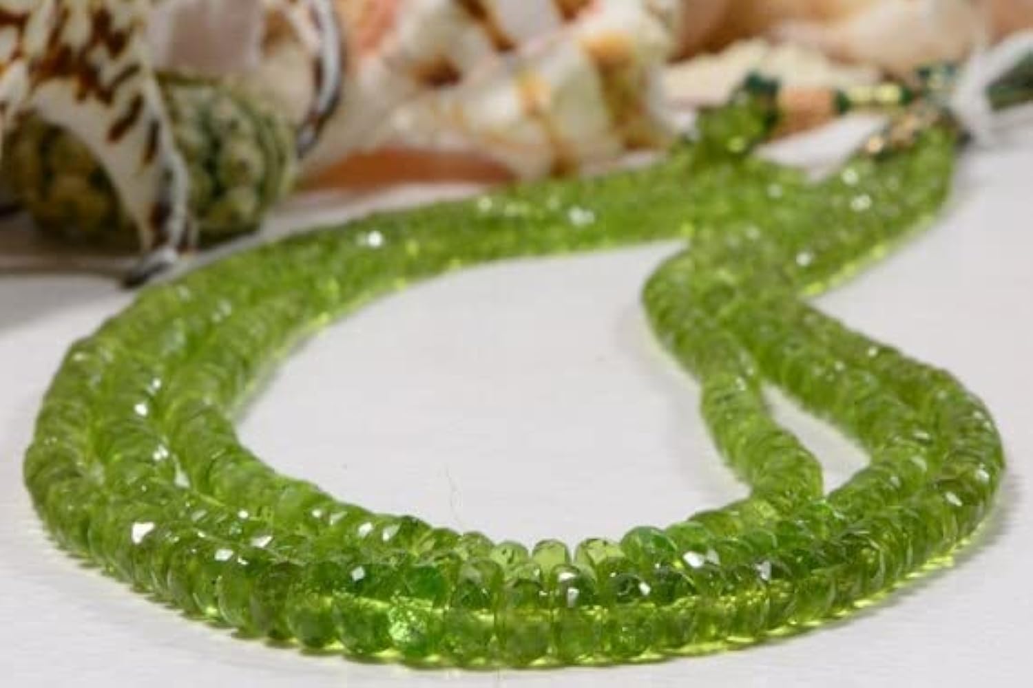 Fil de péridot micro facetté en perle rondelle pour création de bijou