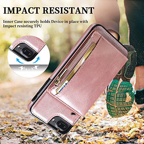 Case For 7+ 8+ Iphone,Tacoo Back Cardholders Pu Leather Card Cash Slot Bulky Cover Zipper Sturdy Durable Kickstand Shell Boy Soft Protective Men Gift Unisex Women Girl #TOP2