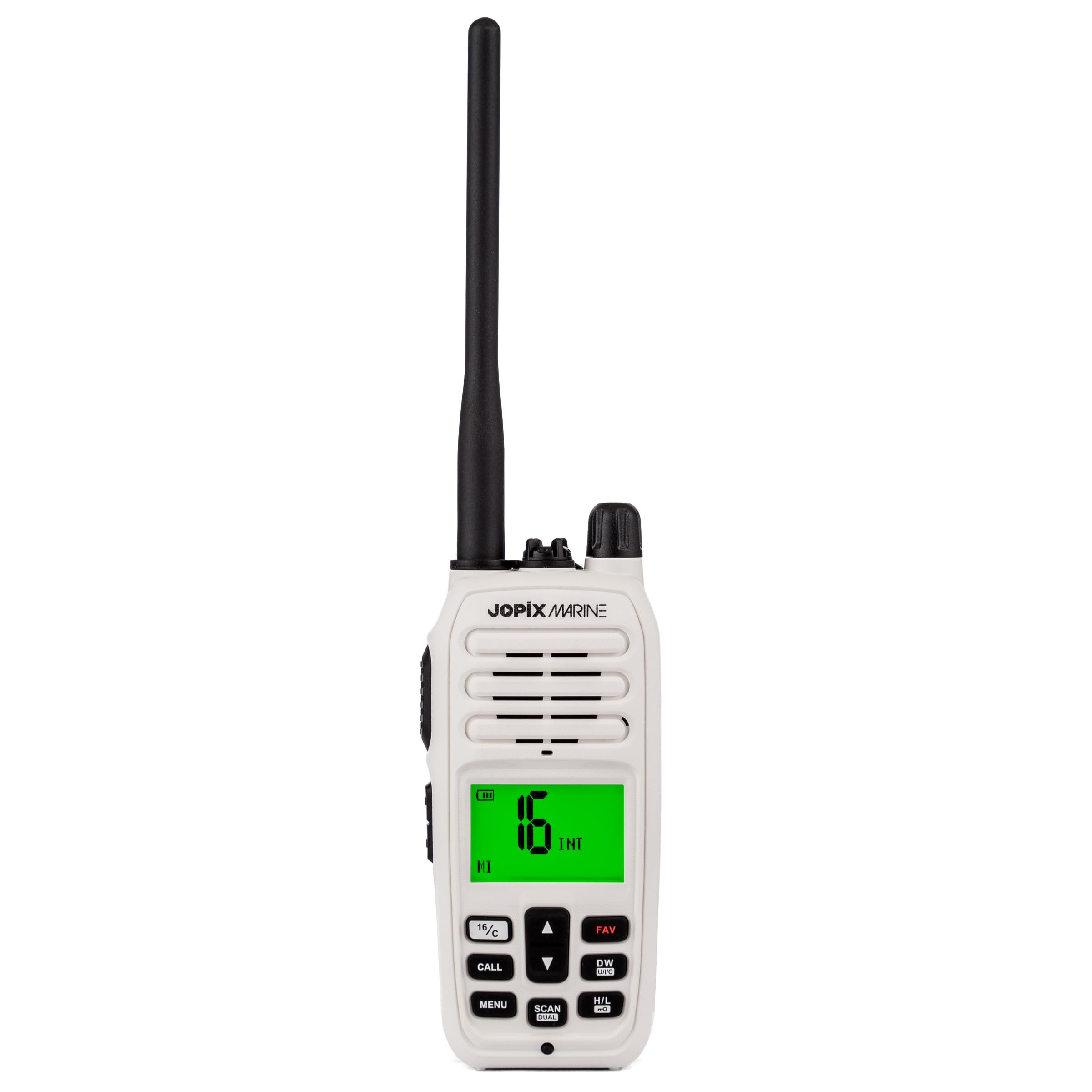 Jopix Marine 616P Blanco Walkie Talkie VHF Marino, Flotante e Impermeable IP67, 5W, 88 Canales