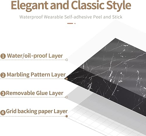 Miniatura 155 de practicalWs Papel tapiz de mármol para despegar y pegar de 15.7 x 236.2 pulgadas, papel de contacto de mármol para armarios y cajones, papel