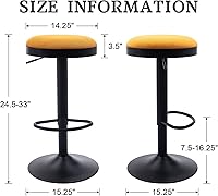 Vista 21 de Taburetes de bar sin espalda, juego de 4 taburetes de bar redondos ajustables para encimera de cocina, taburete giratorio de altura de barra, silla