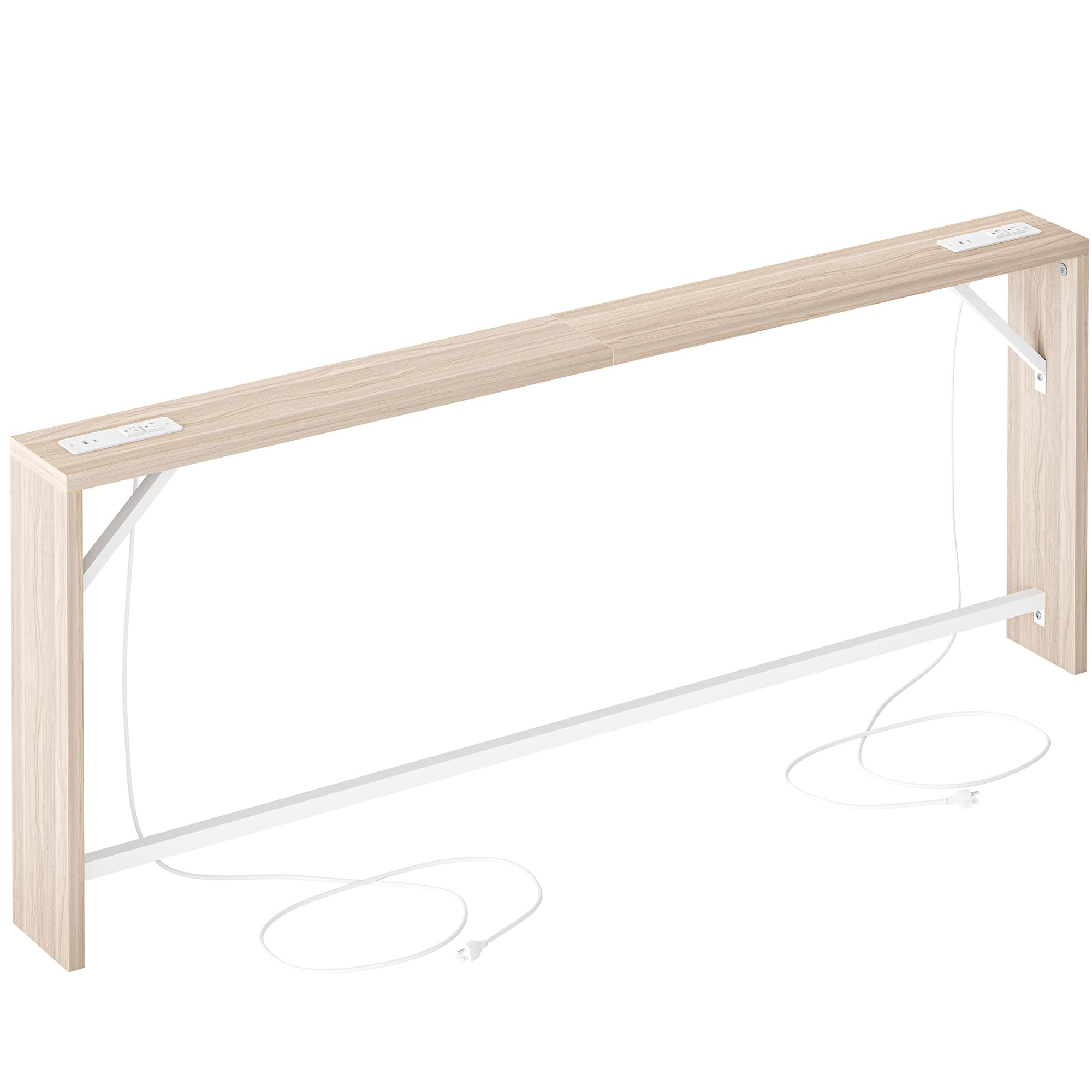 TIQLAB Sofa Table, 79 inch (1.2'' Thick Tabletop) Long Console Table Behind Couch, Narrow Entryway Table with Angled Metal Frame, Industrial Console Table for Entryway, Light Walnut