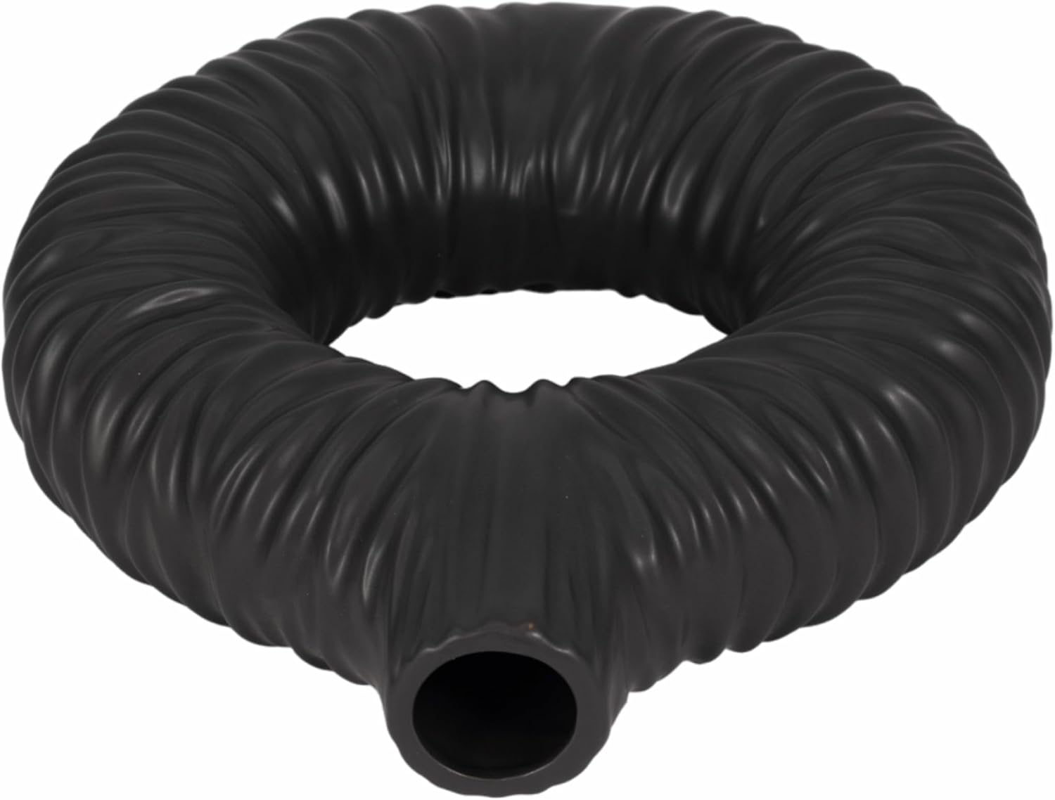 Modern Ribbed Ring Ceramic Vase for Living Room Decor - Sleek Stoneware Flower Vase for Home and Flower Arrangements - Sculptural Accent for Room, Bedroom, House or Office Table Decor - 12", Black