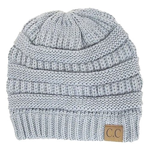 Cambridge Select Thick Slouchy Knit Oversized Beanie Cap Hat - Light Grey
