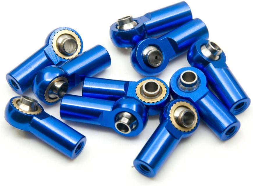 10Pcs M3 Aluminum Ball Head Holder Link Rod Ends Joint Linkage for 1/10 RC Axial SCX10 F350 D90 Etc. RC Crawler Accessories (Blue)