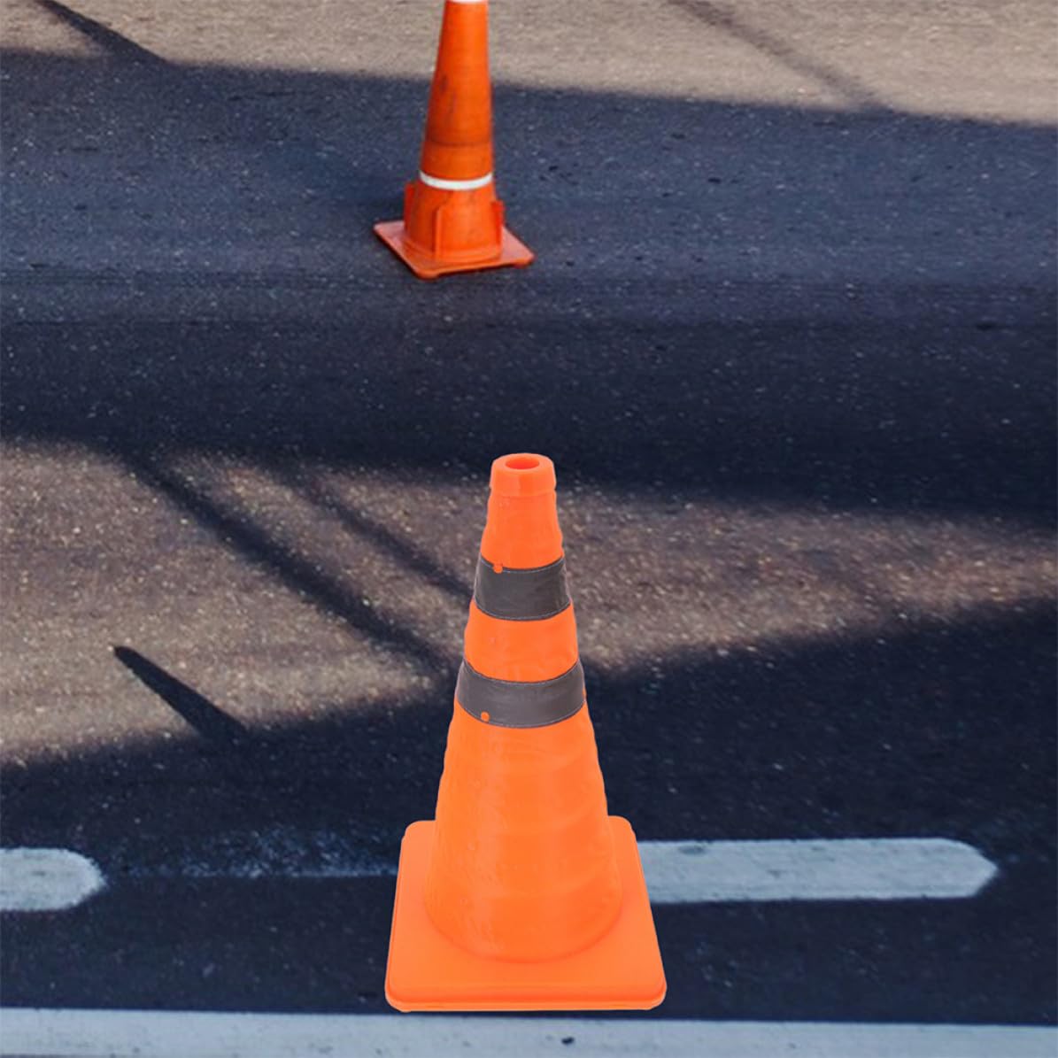 Cône de Signalisation Pliable Orange en Plastique pour Parking