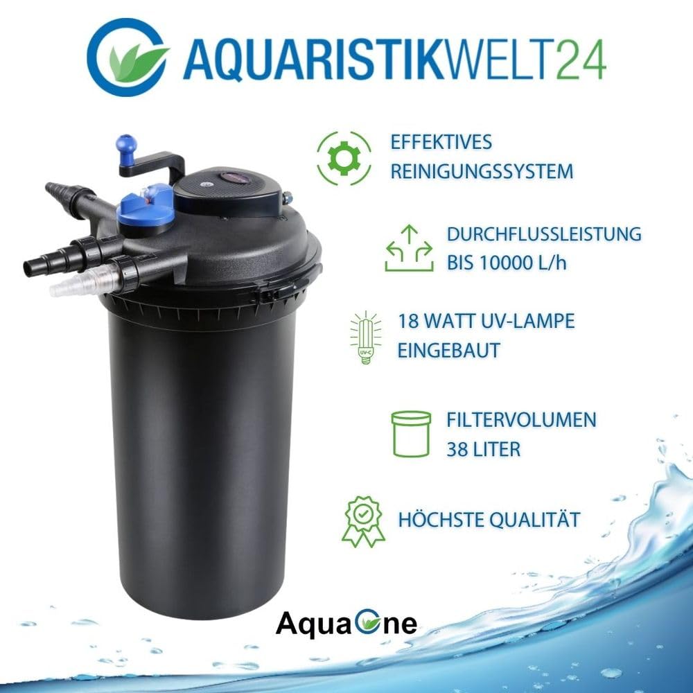 AquaOne CPF 15000 Bio Druckteichfilter 30000l Teichfilter Bachlauf inkl.18 Watt UVC Klärer Druckfilter Bachlauf UVC Lampe Klar