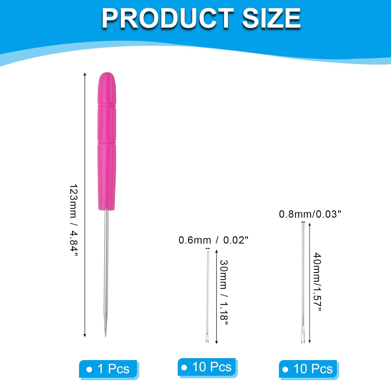 PATIKIL Doll Hair Rooting Kit 0.6/0.8mm Rerooting Knitting Needles Rose Red image 2