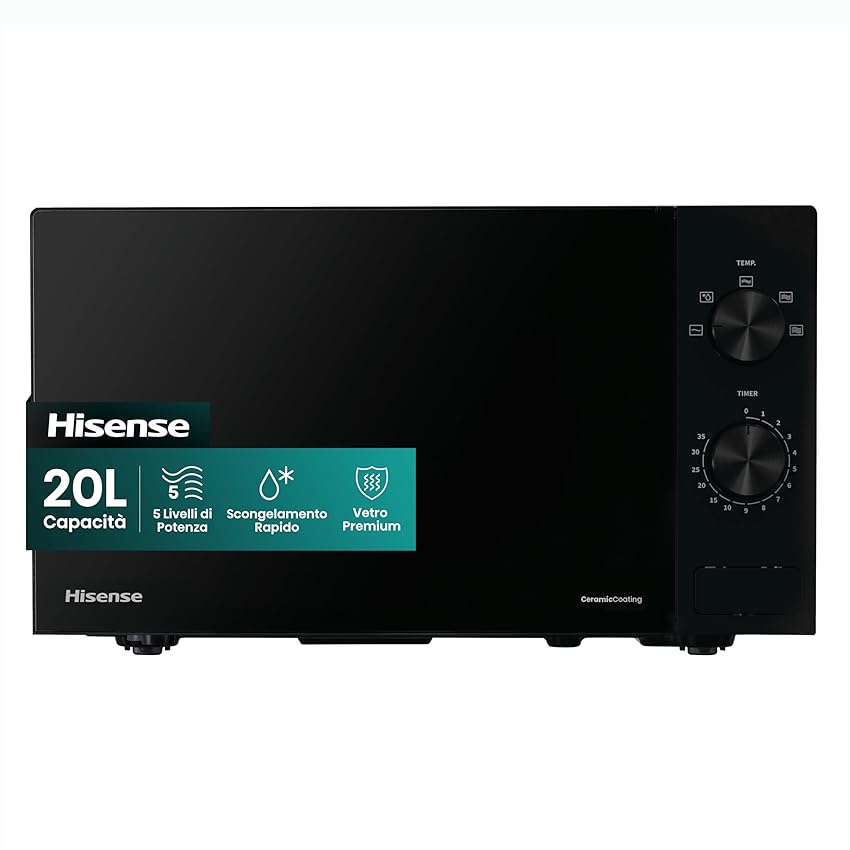 Hisense H20MOBP1 Forno a Microonde, Nero, 20 l