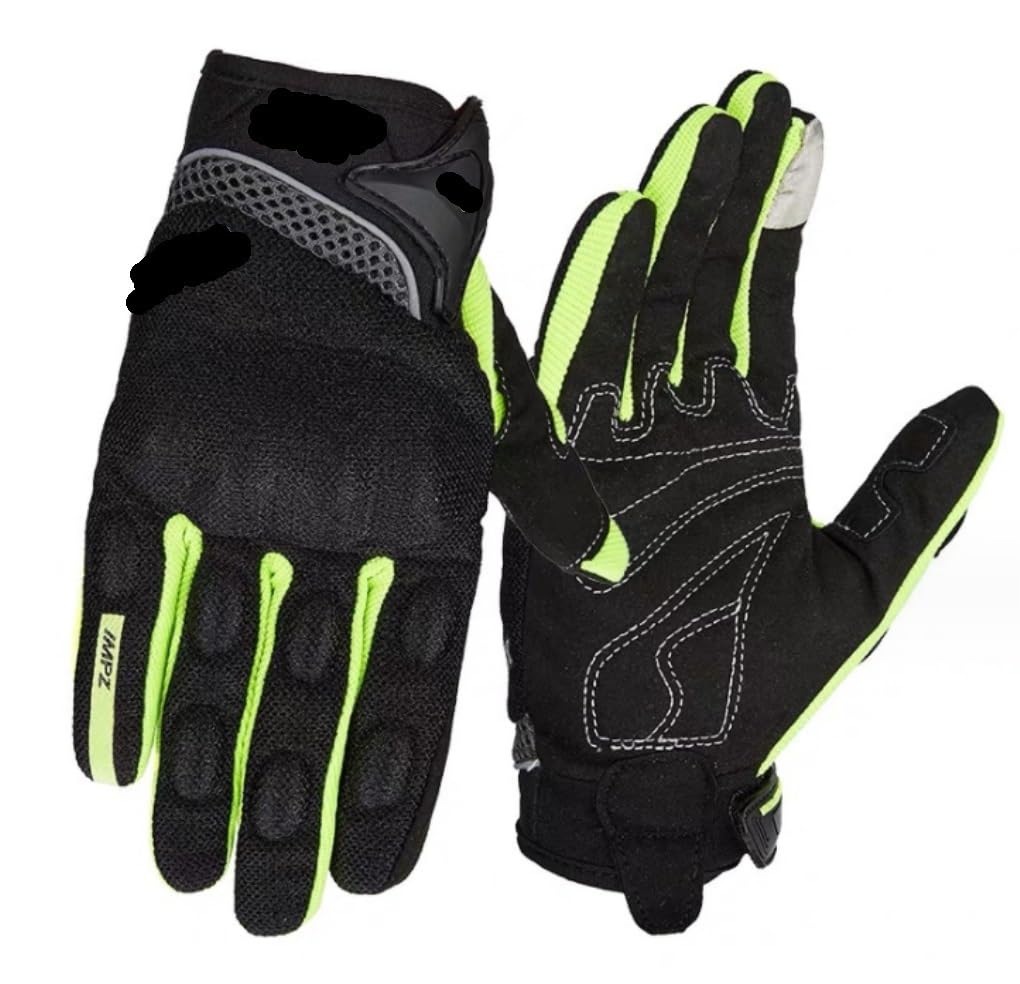 Rękawiczki Rowerowe Letnie Rękawiczki Motocyklowe Z Cienkiej Siateczki, Oddychające, Czterosezonowe, Z Pełnym Palcem Rękawiczki Motocyklowe (Color : Grün, Size : XL)