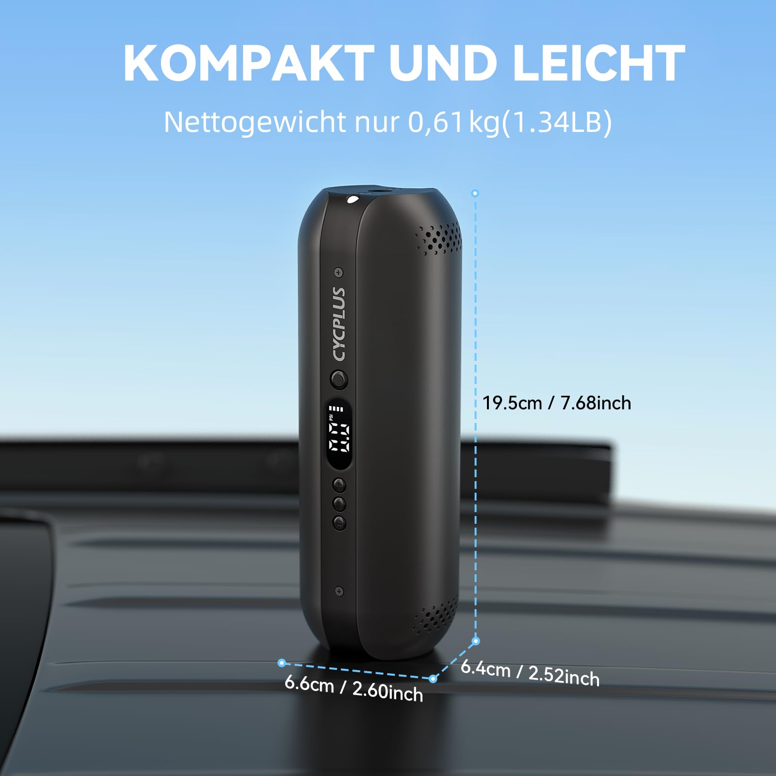 CYCPLUS Luftpumpe, 12V DC/AC 2-in-1, Max 150PSI Automatische Abschaltung Elektrischer Kompressor Tragbar Fahrradpumpe