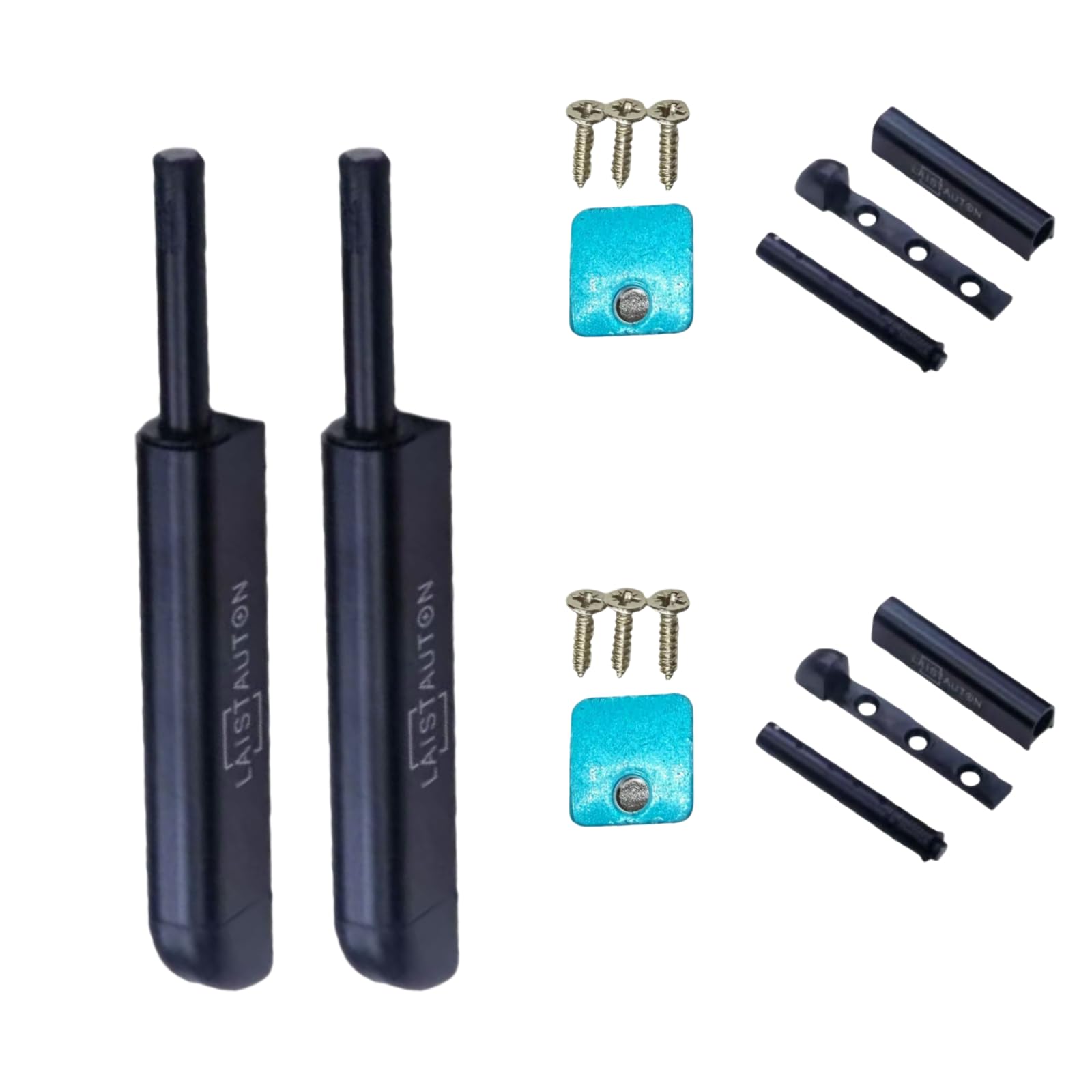 Softly-Closed Door Latch - 2 Pairs Magnetic Cabinet Push Open Latch Full Extension Concealed Hidden Door Latch with