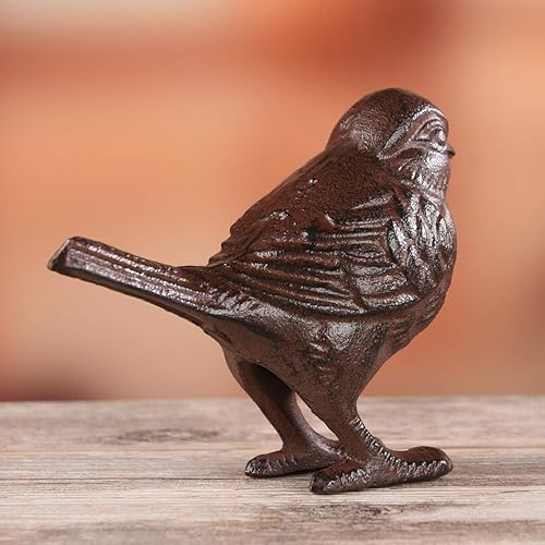 Miniatura 6 de BRASSTAR Estatua de pájaro de hierro fundido rústico granja jardín decoración de escritorio tope de puerta figuras coleccionables regalo retro óxido